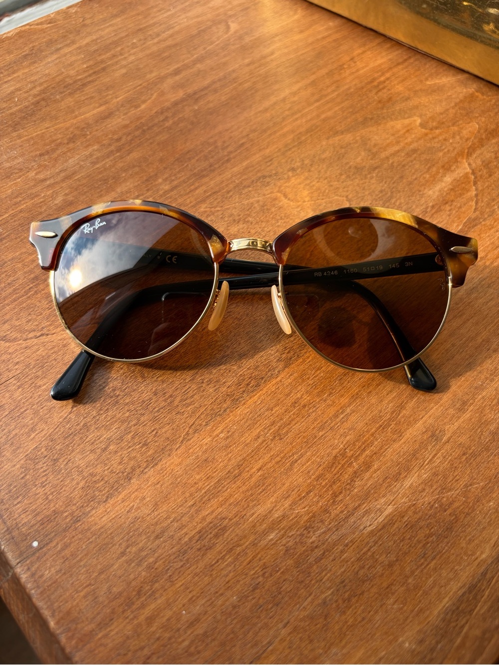 Ray-Ban Clubround RB4246 1160 RB 4246 Brown & Black Tortoiseshell Sunglasses